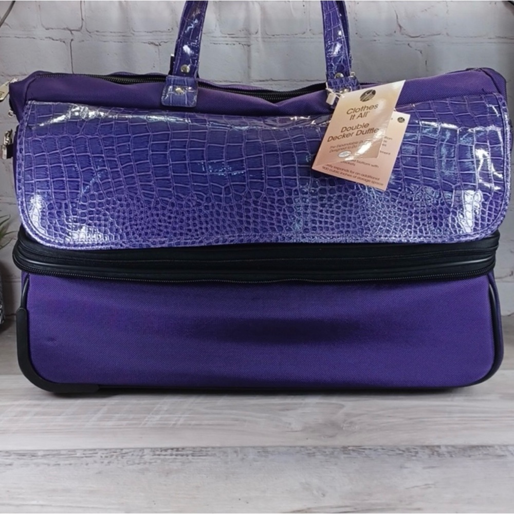 Joy Joy Mangano Purple Double Decker Croc Duffle NWT NWT